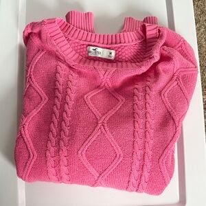 Hollister Women's Vibrant Pink Cable Knit Sweater